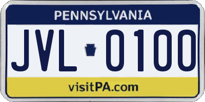PA license plate JVL0100