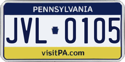 PA license plate JVL0105