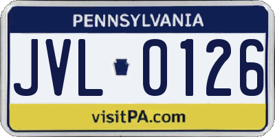 PA license plate JVL0126