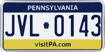 PA license plate JVL0143