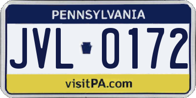 PA license plate JVL0172