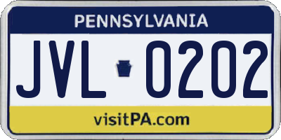 PA license plate JVL0202