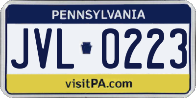 PA license plate JVL0223