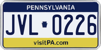 PA license plate JVL0226