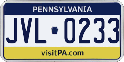 PA license plate JVL0233