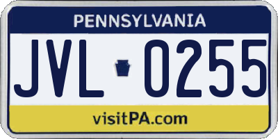 PA license plate JVL0255
