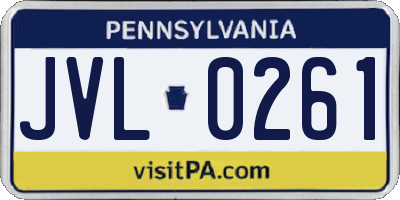 PA license plate JVL0261