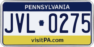 PA license plate JVL0275