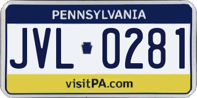 PA license plate JVL0281