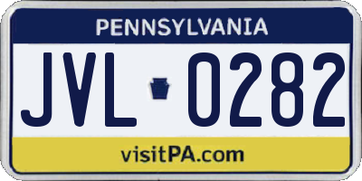 PA license plate JVL0282