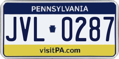 PA license plate JVL0287