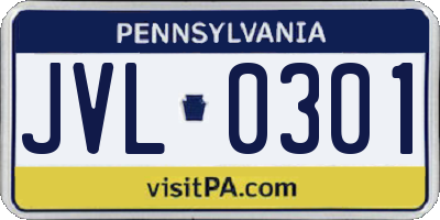 PA license plate JVL0301