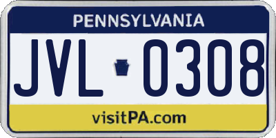 PA license plate JVL0308