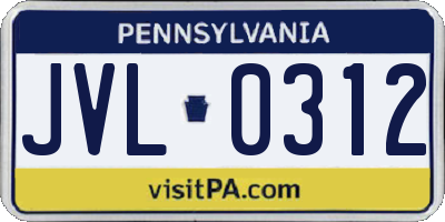 PA license plate JVL0312