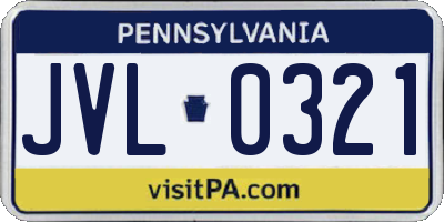 PA license plate JVL0321