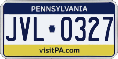 PA license plate JVL0327