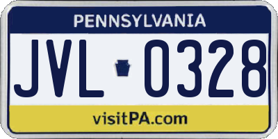 PA license plate JVL0328