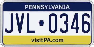 PA license plate JVL0346