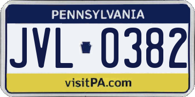PA license plate JVL0382