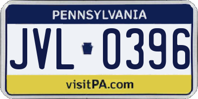 PA license plate JVL0396