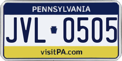 PA license plate JVL0505