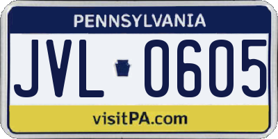 PA license plate JVL0605