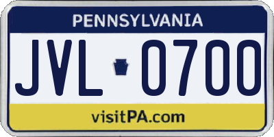 PA license plate JVL0700