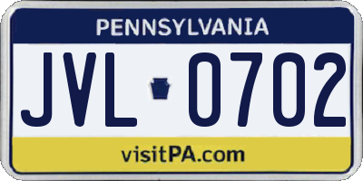PA license plate JVL0702