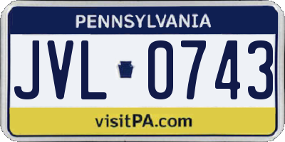 PA license plate JVL0743