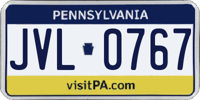 PA license plate JVL0767