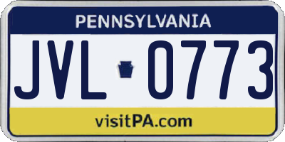 PA license plate JVL0773