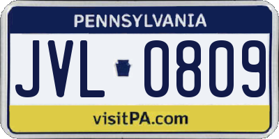 PA license plate JVL0809