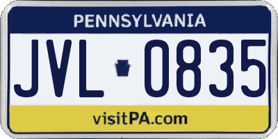PA license plate JVL0835