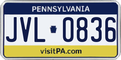 PA license plate JVL0836