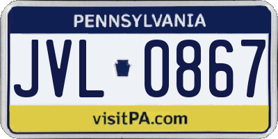 PA license plate JVL0867