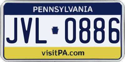 PA license plate JVL0886