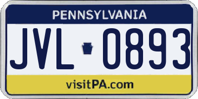 PA license plate JVL0893