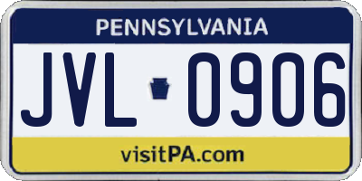 PA license plate JVL0906