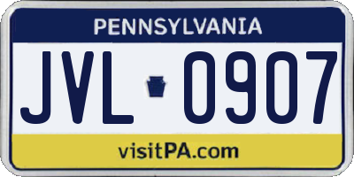 PA license plate JVL0907