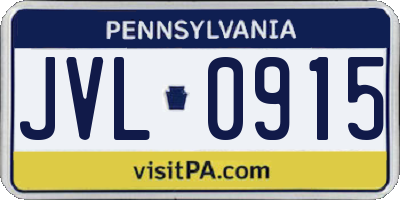 PA license plate JVL0915