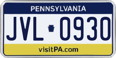PA license plate JVL0930