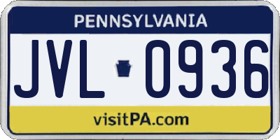 PA license plate JVL0936