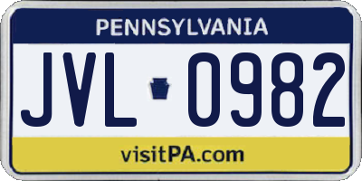 PA license plate JVL0982
