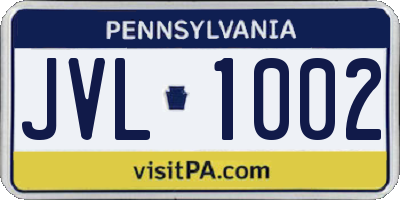 PA license plate JVL1002