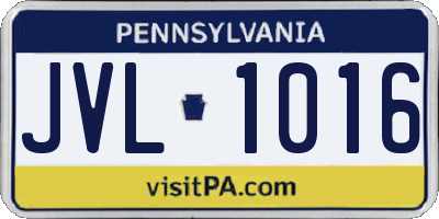 PA license plate JVL1016