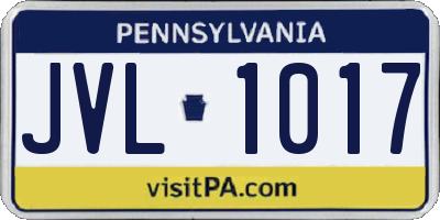 PA license plate JVL1017