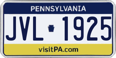 PA license plate JVL1925