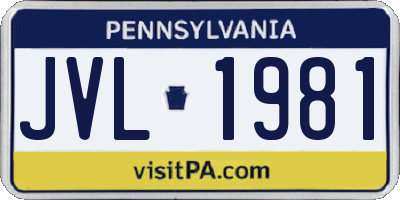 PA license plate JVL1981