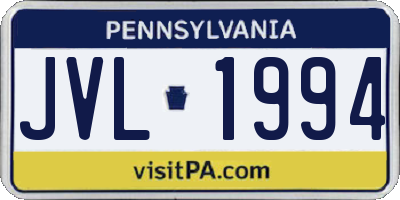 PA license plate JVL1994
