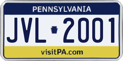 PA license plate JVL2001